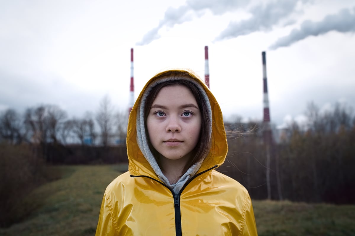 Teenager girl protesting climate change